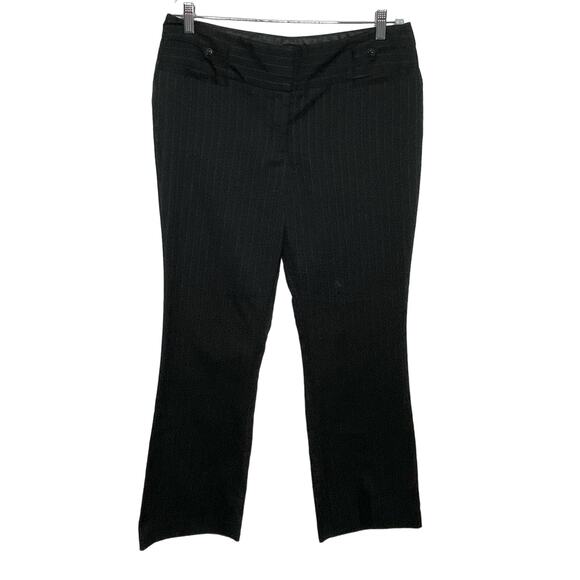 Maurices Bootcut Pants High Rise Flat Front Pinstripe Black 11 12 R Academia - Picture 1 of 14